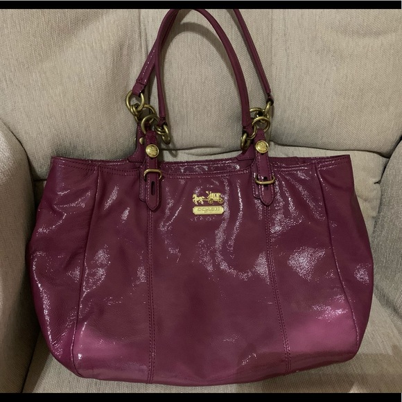 Coach Bags Patent Leather Coach Bag Wine Colored Poshmark